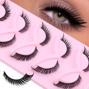 Wholesale 100% Cruelty Free Vegan 5-pairs Pack Mink <strong>Eyelash</strong> Soft Natural Cat Eye Wispy Full Strip <strong>Eyelashes</strong> - Product Image 4