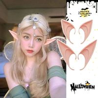 Nicro Oreilles d'elfe en caoutchouc de bonne qualité, accessoires de simulation pour Halloween, accessoires de déguisement pour Halloween, décorations de fête d'Halloween en intérieur