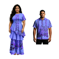 Chemises unisexes tribales samoanes Tapa Fidji pour hommes, robes hawaïennes classiques à volants cascade pour femmes, taille plus, ensemble couple polynésien
