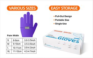 ถุงมือไนไตรล์สีม่วงแบบใช้แล้วทิ้งกันน้ำและทนทานปราศจากแป้งและไม่มีน้ำยางข้นสำหรับบริการกิจกรรมพิเศษ - Product Image 5