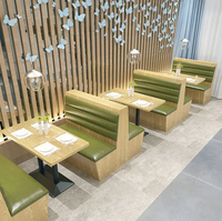 Kaffeehaus-Designideen: Doppelseitige Sitzbank, Sofa, Pizza- und Fast-Food-Tisch mit Stühlen, Restaurant-Holztisch und Stuhl-Set für Shisha-Bars