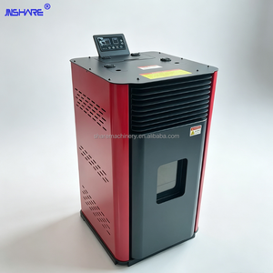 Poêle à granulés à air forcé vertical avec panneau de commande numérique supérieur, flamme visible, chauffage au bois biomasse refroidi par air - Product Image 1