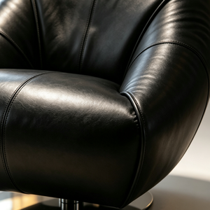 Fauteuil d'appoint pivotant et inclinable <span class=keywords><strong>Letao</strong></span> Tao contemporain, surdimensionné, en cuir, style Mid-Century Modern, avec structure en fer robuste - Product Image 5