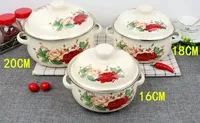Casserole classique à double anse, ensemble d'ustensiles de cuisson en émail pour la maison, compatible induction et gaz, en métal durable