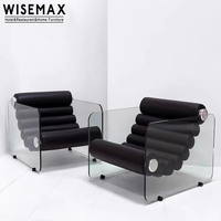 WISEMAX FURNITURE Mobilier de salon canapés chaise mobilier design italien luxe noir en cuir véritable fauteuil d'accent