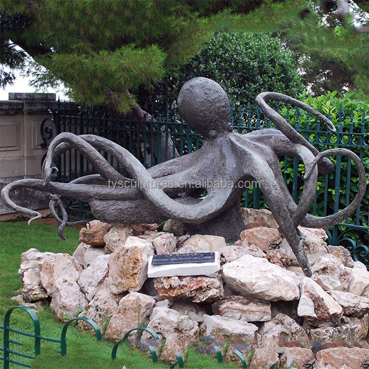 Oktopus-Gartenskulptur Aus Metall – 50x20 Cm, Handgefertigte Deko Für Garten, Hof & Terrasse