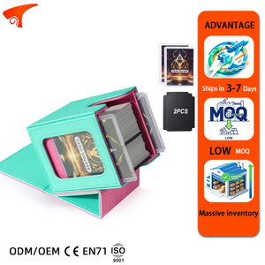 Boîte de rangement double fenêtre étanche en cuir PU écologique et durable pour cartes 100 TCG Yugioh Commander Magnetic Card - Product Image 1