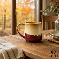 LEXI Tasses en céramique et porcelaine colorées créatives avec grande poignée, compatibles lave-vaisselle et micro-ondes, design moderne et luxueux, Guangdong Business