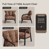Fauteuil lounge moderne en tissu marron, fauteuil d'appoint rembourré avec structure en bois, pieds en bois de frêne, chaise de détente pour la maison et l'hôtel