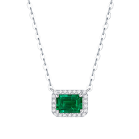 Collier en argent S925 avec pendentif traceur et émeraude de culture, bijoux en stock, distribution directe