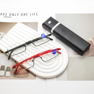 Cổ điển Slim kim loại nửa-khung Kính đọc sách unisex người đàn ông phụ nữ cảnh tượng trường hợp đen khung thứ tự trực tuyến - Product Image 1