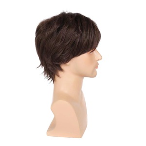 Tête de mannequin en soie haute température à cheveux courts, fabriquée à la machine, pour salons et barbiers, cheveux de homme réalistes, permable et colorable, 35 cm, non. - Product Image 3