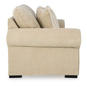 Sofá de 3 Plazas de Diseño Nórdico Tradicional con Estructura de Madera, Tapizado en Lino Beige, Brazos Enrollados y Cojines Suaves para Hoteles - Product Image 4