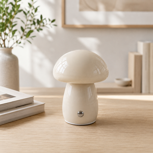 Lámpara de Mesa Recargable con Forma de Hongo, Mini Lámpara LED Inalámbrica con Interruptor Táctil, Luz Ambiental Decorativa para Comedor y Dormitorio - Product Image 1