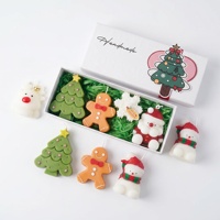 Ensemble cadeau de bougies de Noël, 4 pièces, bougies parfumées en cire de soja avec motifs mignons de Père Noël, bonhomme de neige, arbre de Noël, boîte cadeau pratique