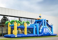 Parcours d'obstacles gonflable Surf Run de 17 m pour parc d'attractions extérieur, château gonflable commercial, location pour fêtes d'enfants