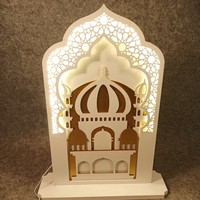 Cadeaux musulmans Zhifan, décoration de table islamique en bois Mubarak, lampe de chevet LED, décoration de l'Aïd Ramadan, 45x12x62cm