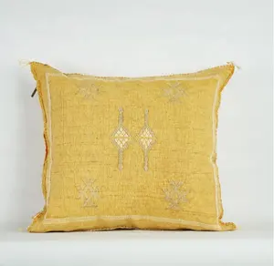 Amarelo marroquino Cactus fronha, Almofadas sabra boêmio travesseiros sem pelúcia marroquino artesanal