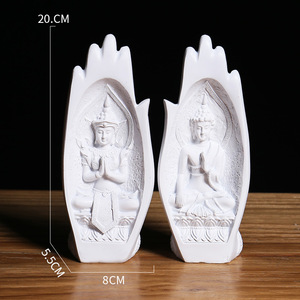樹脂禅座っている仏手彫刻砂岩仏像詩の手のひらの中で瞑想禅家の装飾置物 - Product Image 3