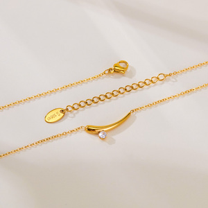 Minimailst cristal <span class=keywords><strong>blanco</strong></span> 18K PVD <span class=keywords><strong>oro</strong></span> collar mujeres señoras joyería mejor amigo collar <span class=keywords><strong>de</strong></span> acero inoxidable extensor <span class=keywords><strong>cadena</strong></span> <span class=keywords><strong>brillante</strong></span> - Product Image 6