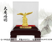 Figurine d'aigle en laiton plaqué or 24 carats, artisanat Feng Shui, souvenirs, cadeaux, impression UV personnalisée, vente en gros d'usine chinoise