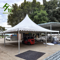Tente Pagode Certifiée CE 9x9 10x10 pour Mariages et Expositions, Structure en Alliage d'Aluminium, Auvent Imperméable, Ignifuge et Résistant au Vent pour 100 Personnes
