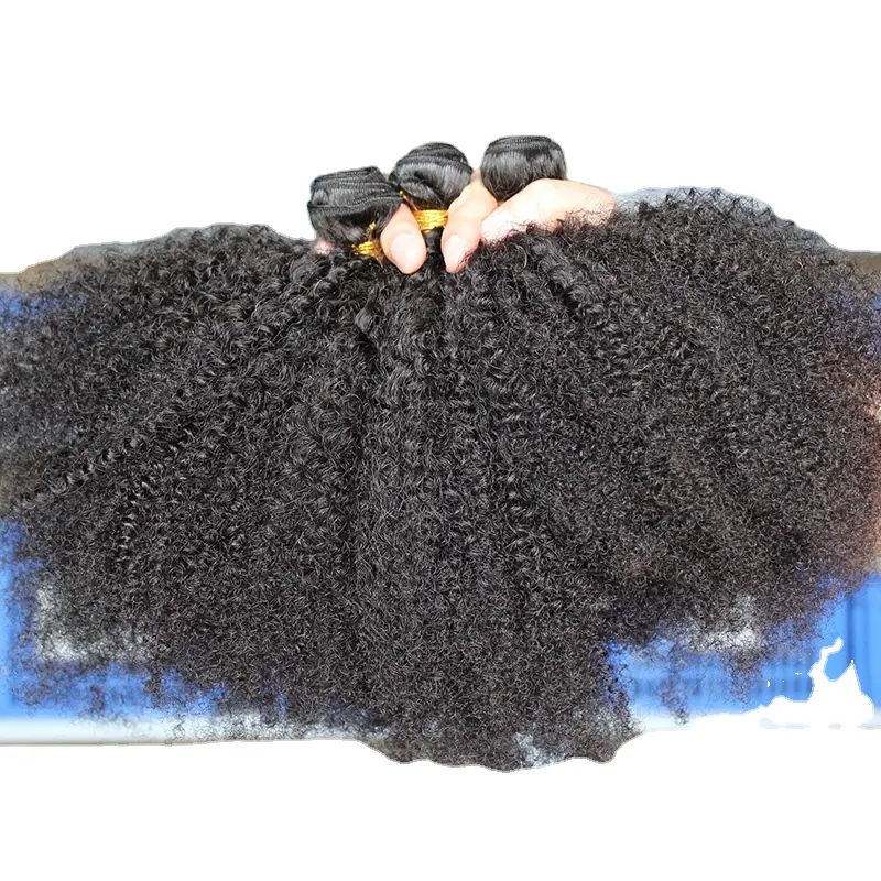 Luxus Großhandel Echthaar Bundle 4B 4C Kinky Curly Hair Schuss mit Verschluss 100 Remy Echthaar Bundle