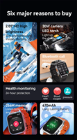 Montre connectée Android en alliage P60 avec écran IPS, assistant vocal, suivi d'activité, moniteur de fréquence cardiaque, étanche IP67, 3-7MP