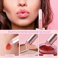 Mini pinceau à lèvres en silicone rose, applicateur de rouge à lèvres, brosse à lèvres pour baume à lèvres avec couvercle pour le maquillage quotidien