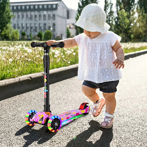 <span class=keywords><strong>Monopattino</strong></span> Pieghevole con Ruote Luminose, Scooter a <span class=keywords><strong>3</strong></span> Ruote con Altezza Regolabile, <span class=keywords><strong>Monopattino</strong></span> a Spinta <span class=keywords><strong>per</strong></span> <span class=keywords><strong>Bambini</strong></span> con Sistema Lean-to-Steer - Product Image 5