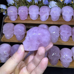 Vente en gros d'énergie de guérison naturelle sculpture en cristal de quartz rose crânes de 2 pouces pour la méditation - Product Image 3