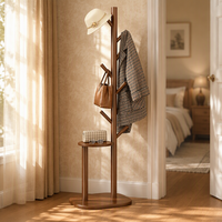Porte-manteau en bois autoportant avec crochets, organisateur de rangement pour entrée et chambre à coucher - Grande Vente