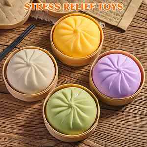 Colorful Dumpling <b>Balls</b> Fidget Sensory <b>Squeeze</b> Dough <b>Ball</b> Stress Relief Hand Toy Bun With Food Steamer Stretchy Toys - Product Image 4