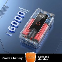 Démarreur de voiture d'urgence 12V et gonfleur d'air combinés, batterie portable multifonction pour démarrage moteur en cas de batterie faible, noir/rouge 1