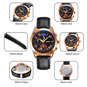 Reloj cronógrafo redondo para hombre, correa de cuero de lujo, reloj de cuarzo resistente al agua 30M - Product Image 3