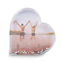 Cadre photo liquide OEM personnalisé en forme de cœur, parfait pour les photos avec eau et neige, cadre photo en acrylique avec paillettes flottantes, décoration scintillante