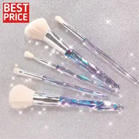 Hot Selling OEM 10pcs Makeup Brush Tools Make Up Kit Transparent Diamonds Crystal Handle Make Up Brushes