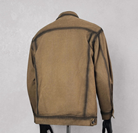 Veste de travail streetwear pour homme en tissu peigné, épaisse, style Detroit, effet délavé, rétro, industrielle, utilitaire, avec fermeture frontale