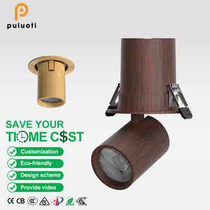 Foco empotrable LED COB de <span class=keywords><strong>12W</strong></span> y ángulo ajustable de 75mm, focos modernos de aluminio de nogal para hoteles, oficinas residenciales cálidas 4000K - Product Image 1