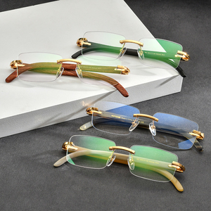Monture de lunettes sans monture en corne naturelle blanche et noire pour lunettes de lecture, adaptée aux visages en forme de losange et pour le gaming - Product Image 2