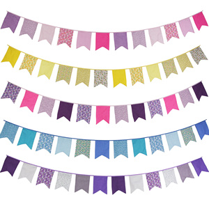 3.5M <span class=keywords><strong>multicolore</strong></span> tissu bruant 12 drapeaux en queue de poisson décor de fête de mariage bannière maison bébé douche carnaval <span class=keywords><strong>guirlande</strong></span> - Product Image 1