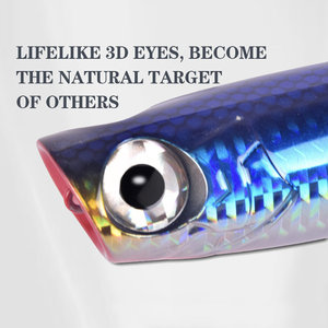 Leurre de pêche Saltwater Popper, structure interne hexagonale, yeux de poisson 3D, leurre Popper avec plumes, leurre de pêche dur flottant - Product Image 3