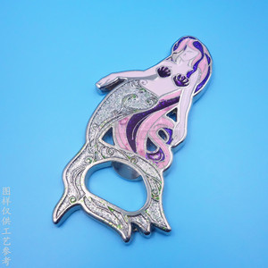 Abridor de Botellas con Diseño de Sirena, Imán para Refrigerador de Aleación de Zinc, Níquel Brillante, Diseño de Dibujos Animados, Decoración para el Hogar, Regalo de Cumpleaños - Product Image 1