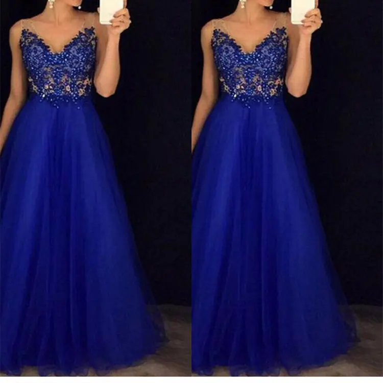 Custom New Arrival Lace Floral Maxi Formal Abendkleid Party Evening Dress Prom Long Ball Gowns Wedding Dress