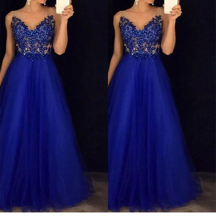 Personalizzato nuovo arrivo pizzo floreale Maxi formale Abendkleid partito abito da sera Prom abiti da ballo lunghi abito da sposa