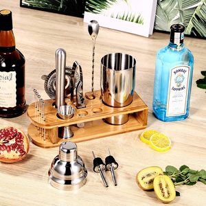 Vente chaude 2025 Cocktail Maker Sets Mix Drink Shaker <span class=keywords><strong>Kit</strong></span> avec support en bambou, Martini <span class=keywords><strong>Mojito</strong></span> <span class=keywords><strong>Kit</strong></span> Perfect Home Bartender Mixing <span class=keywords><strong>Kit</strong></span> Bar Tool - Product Image 2