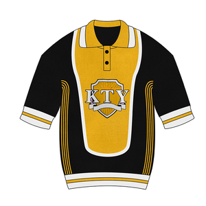 Vêtements de sport d'été avec LOGO <span class=keywords><strong>personnalisé</strong></span>, tricots, t-shirt polo en tricot à manches courtes, pull en jersey de <span class=keywords><strong>baseball</strong></span> en jacquard pour hommes - Product Image 3