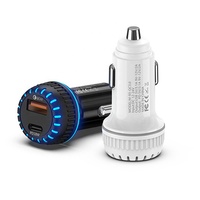 Portable double Port USB PD20W adaptateur de charge rapide lumière LED USB-C téléphone portable et chargeur de voiture avec prise intelligente AU Standard
