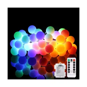 LED dize işıklar 18ft 50 LEDs pil uzaktan 8 modları ile işletilen su geçirmez küre yıldızlı peri (çok renkli)