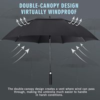 Parapluie de golf extra-large à double auvent ventilé de 30 pouces LS03 avec logo client, ouverture semi-automatique, moderne et résistant au vent